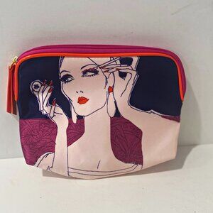 Estee Lauder Womens Cosmetic Bag Mod Pop Art Lady Face Zipper Close